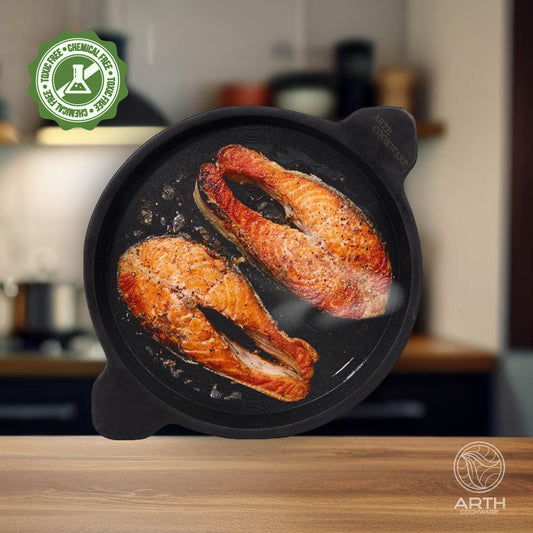 Cast Iron Addakal / Fish Fry pan - 23 cms