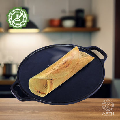 Cast Iron Preseased Double Handle Dosa Tawa - 30 cms